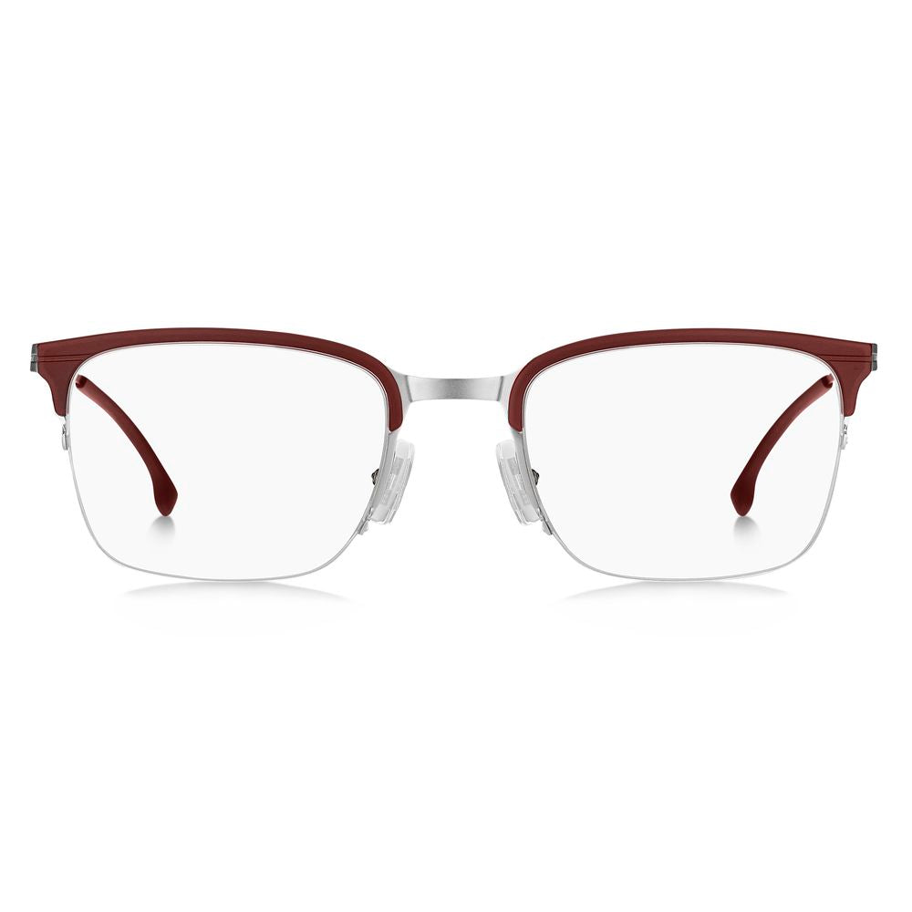 Hugo Boss Burgunderfarbene Metallbrille (Gestell)