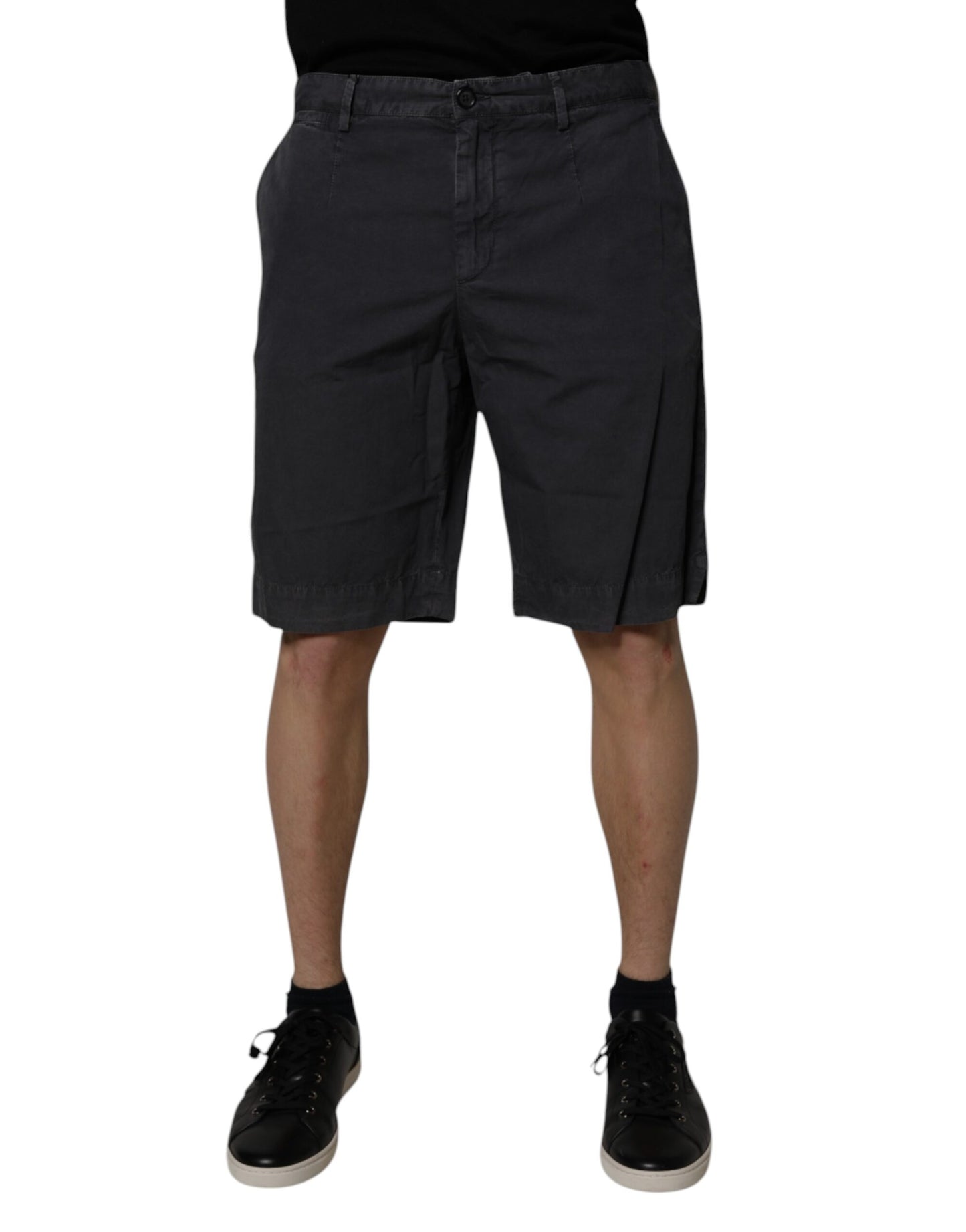 Dolce &amp; Gabbana Herren-Bermudashorts aus Baumwolle mit mittlerer Taille in Dunkelgrau