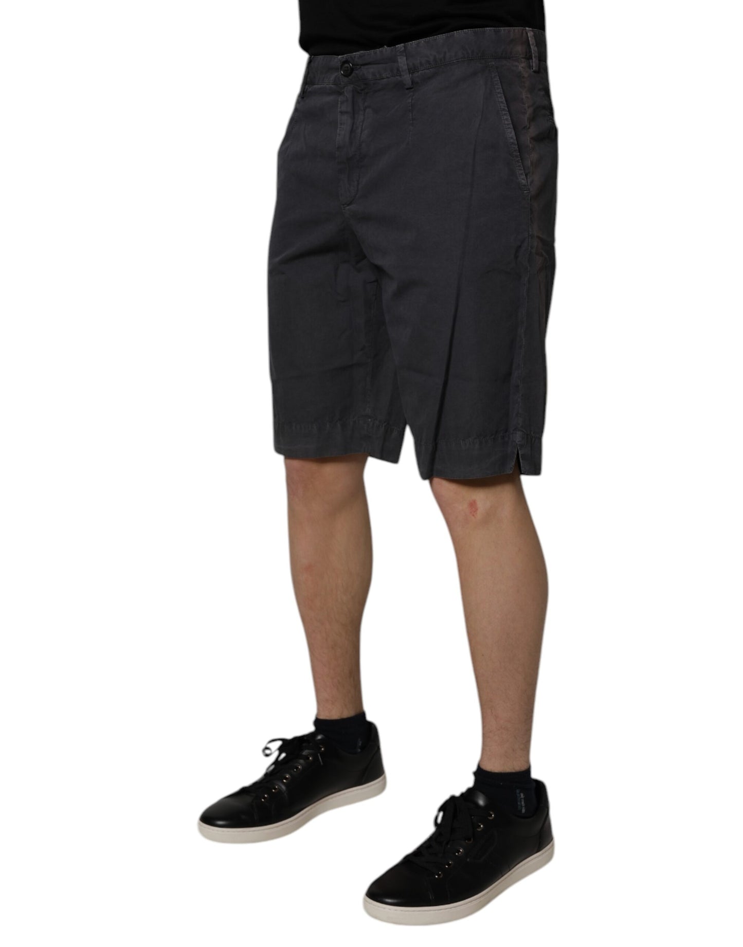 Dolce &amp; Gabbana Herren-Bermudashorts aus Baumwolle mit mittlerer Taille in Dunkelgrau