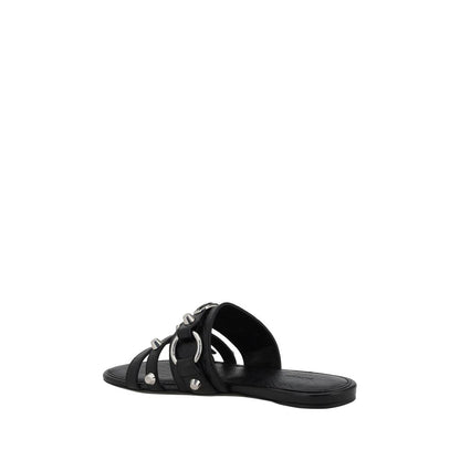 Balenciaga Schwarze Kalbsleder-Sandalen Bos Taurus mit flacher Sohle