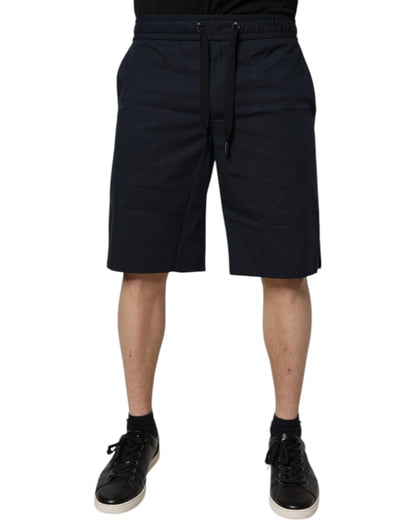 Dolce &amp; Gabbana Dunkelblaue Bermuda-Sweatshorts aus Baumwolle