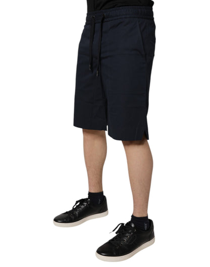Dolce &amp; Gabbana Dunkelblaue Bermuda-Sweatshorts aus Baumwolle