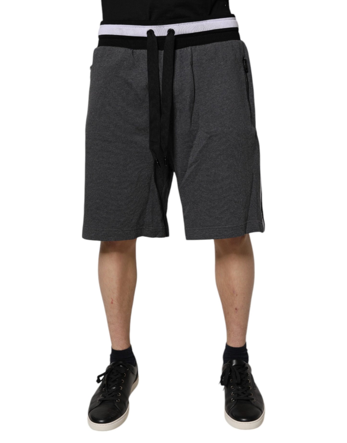 Dolce &amp; Gabbana Dunkelgraue Bermuda-Sweatshorts aus Baumwolle