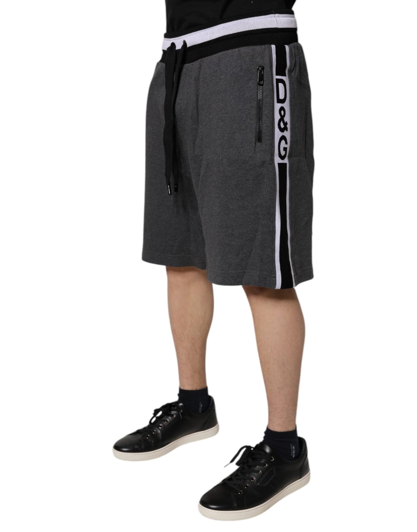 Dolce &amp; Gabbana Dunkelgraue Bermuda-Sweatshorts aus Baumwolle