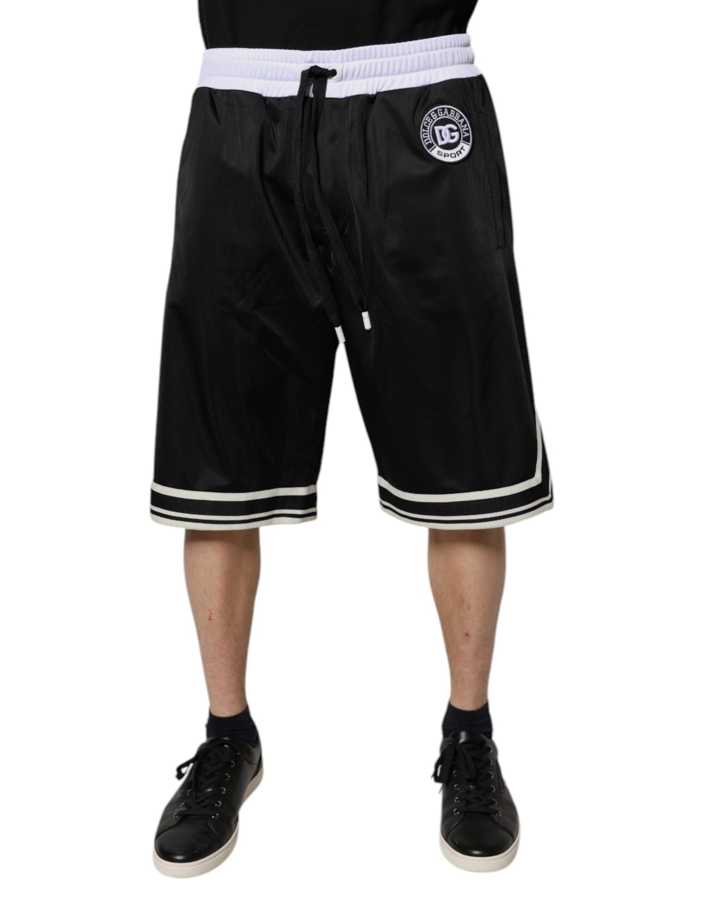 Dolce &amp; Gabbana Schwarz Weiß Herren Bermuda Sweatshorts Shorts