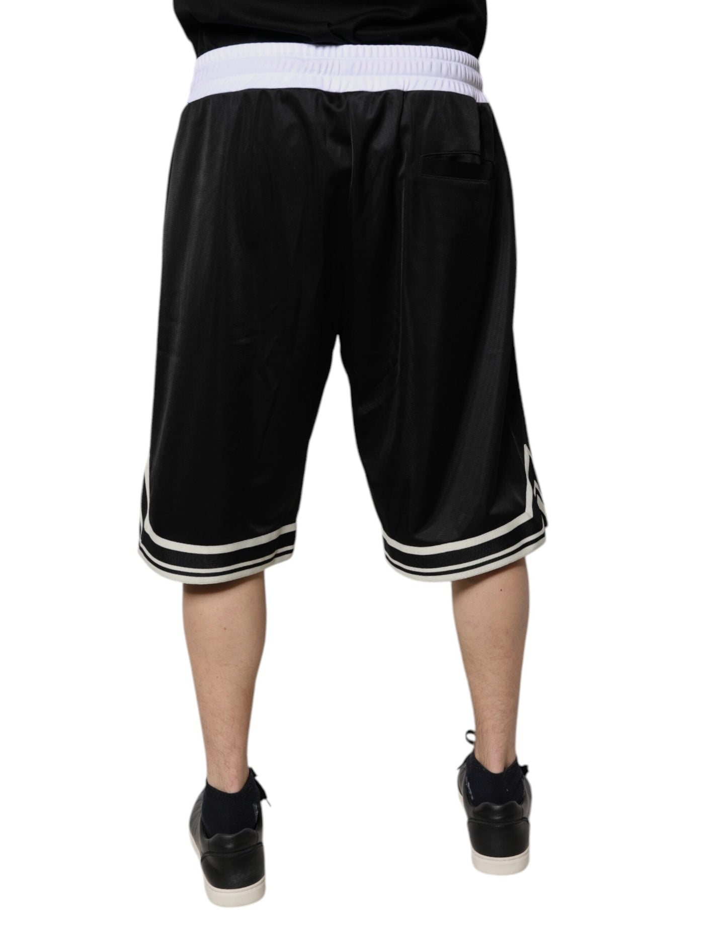 Dolce &amp; Gabbana Schwarz Weiß Herren Bermuda Sweatshorts Shorts