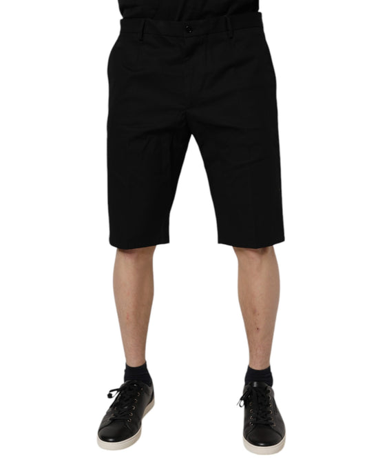 Dolce &amp; Gabbana – Schwarze Bermudashorts aus Baumwollstretch mit mittlerer Taille