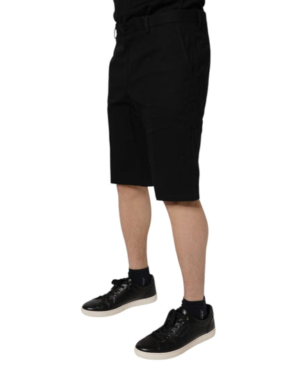 Dolce &amp; Gabbana – Schwarze Bermudashorts aus Baumwollstretch mit mittlerer Taille