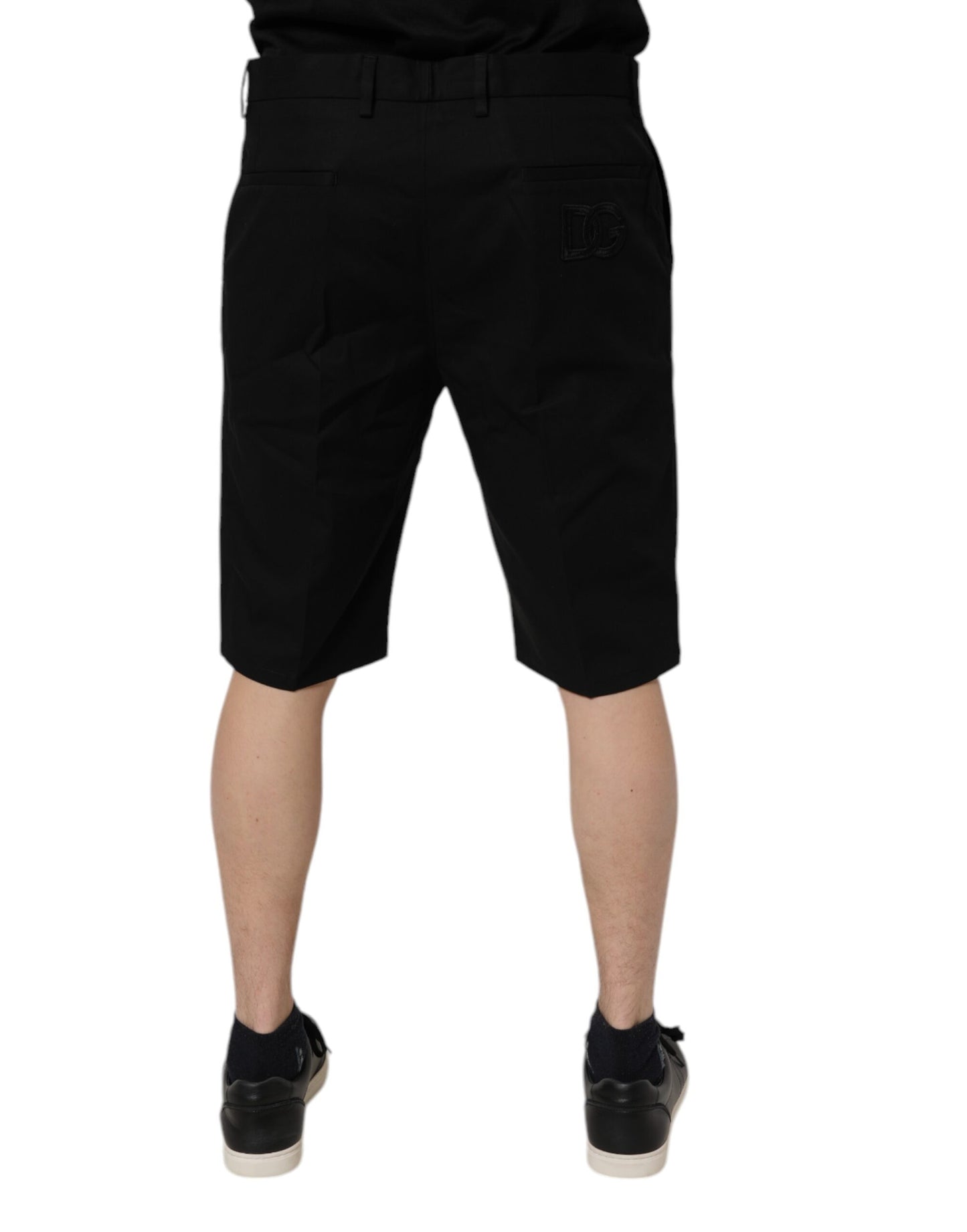 Dolce &amp; Gabbana – Schwarze Bermudashorts aus Baumwollstretch mit mittlerer Taille