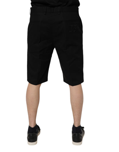 Dolce &amp; Gabbana – Schwarze Bermudashorts aus Baumwollstretch mit mittlerer Taille