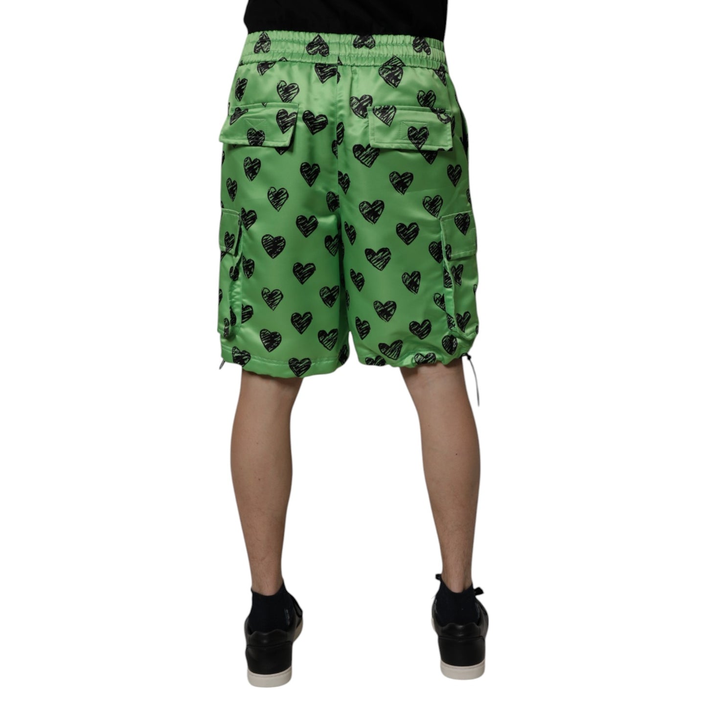 Dolce &amp; Gabbana – Grüne Cargo-Bermudashorts mit Herz-Print für Herren