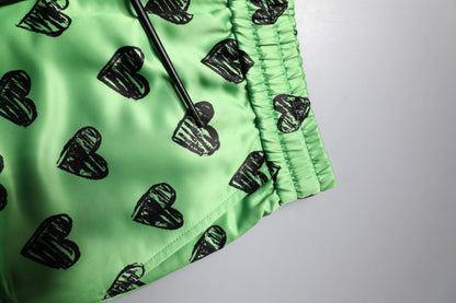 Dolce &amp; Gabbana – Grüne Cargo-Bermudashorts mit Herz-Print für Herren