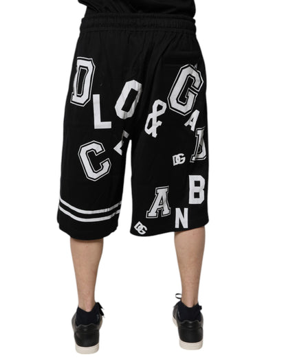 Dolce &amp; Gabbana – Schwarze Bermuda-Sweatshorts aus Baumwolle mit Logo