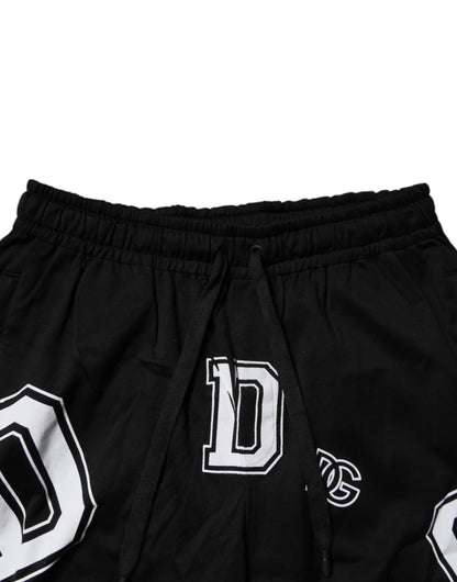 Dolce &amp; Gabbana – Schwarze Bermuda-Sweatshorts aus Baumwolle mit Logo