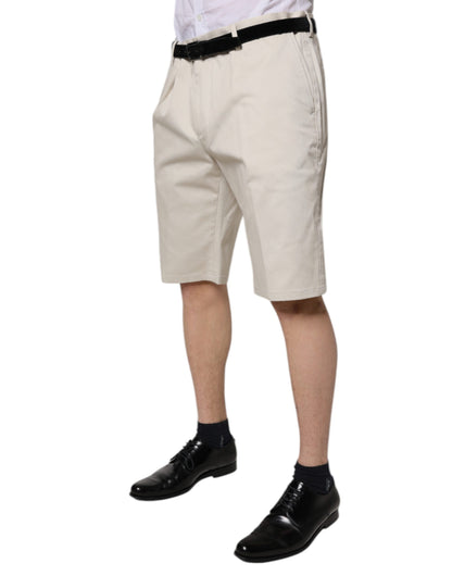 Dolce &amp; Gabbana – Beige Bermudashorts aus Baumwollstretch mit mittlerer Taille