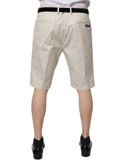 Dolce &amp; Gabbana – Beige Bermudashorts aus Baumwollstretch mit mittlerer Taille