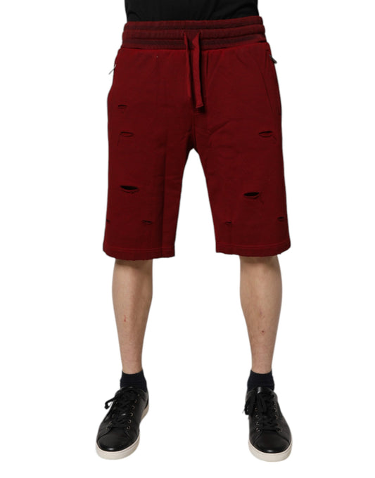 Dolce &amp; Gabbana Bordeaux Baumwolle Bermuda Herren Sweatshorts Shorts
