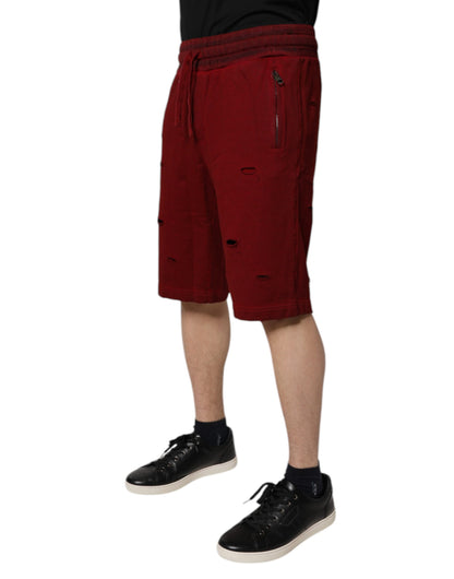 Dolce &amp; Gabbana Bordeaux Baumwolle Bermuda Herren Sweatshorts Shorts
