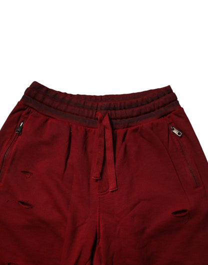 Dolce &amp; Gabbana Bordeaux Baumwolle Bermuda Herren Sweatshorts Shorts