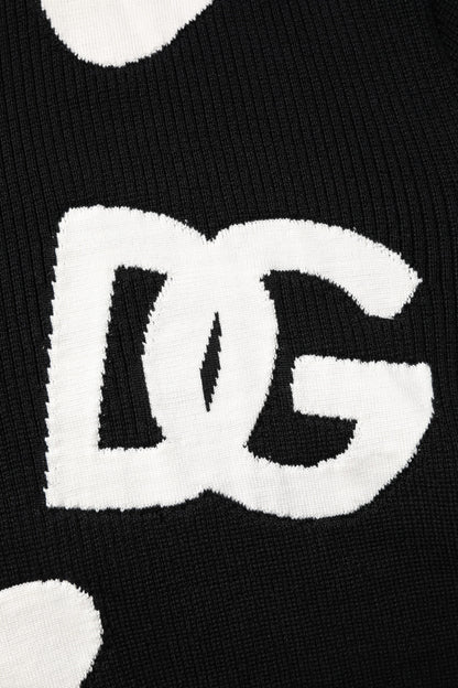 Dolce &amp; Gabbana – Pullover aus Seide mit Rundhalsausschnitt und schwarzen Herzen