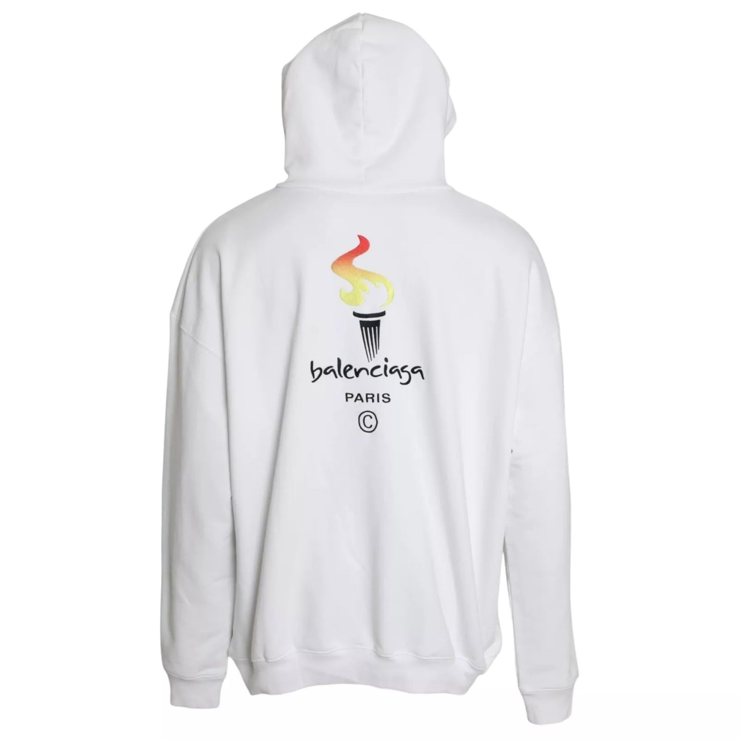 Balenciaga – Oversize-Pullover mit Kapuze und Logo aus weißer Baumwolle