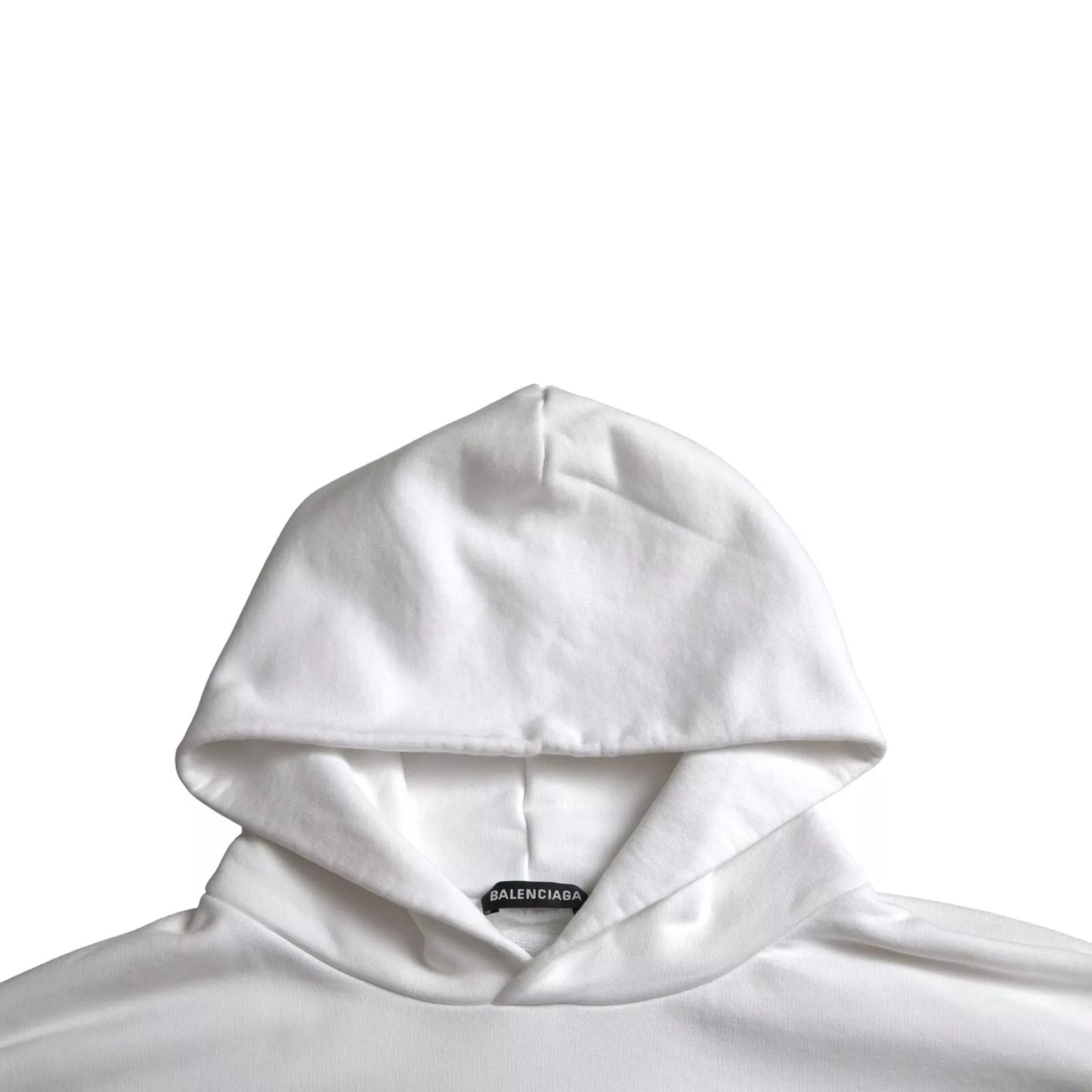 Balenciaga – Oversize-Pullover mit Kapuze und Logo aus weißer Baumwolle