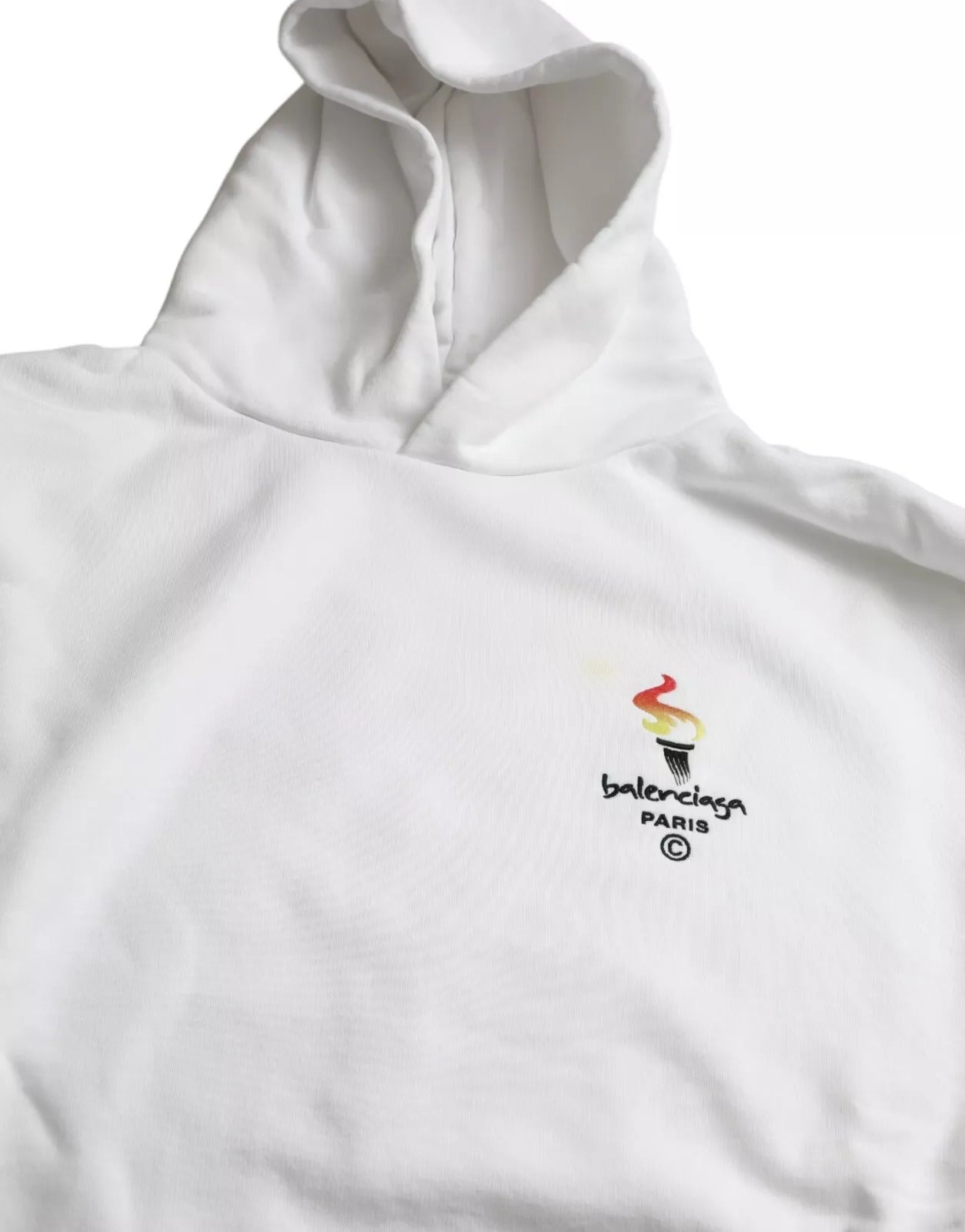 Balenciaga – Oversize-Pullover mit Kapuze und Logo aus weißer Baumwolle