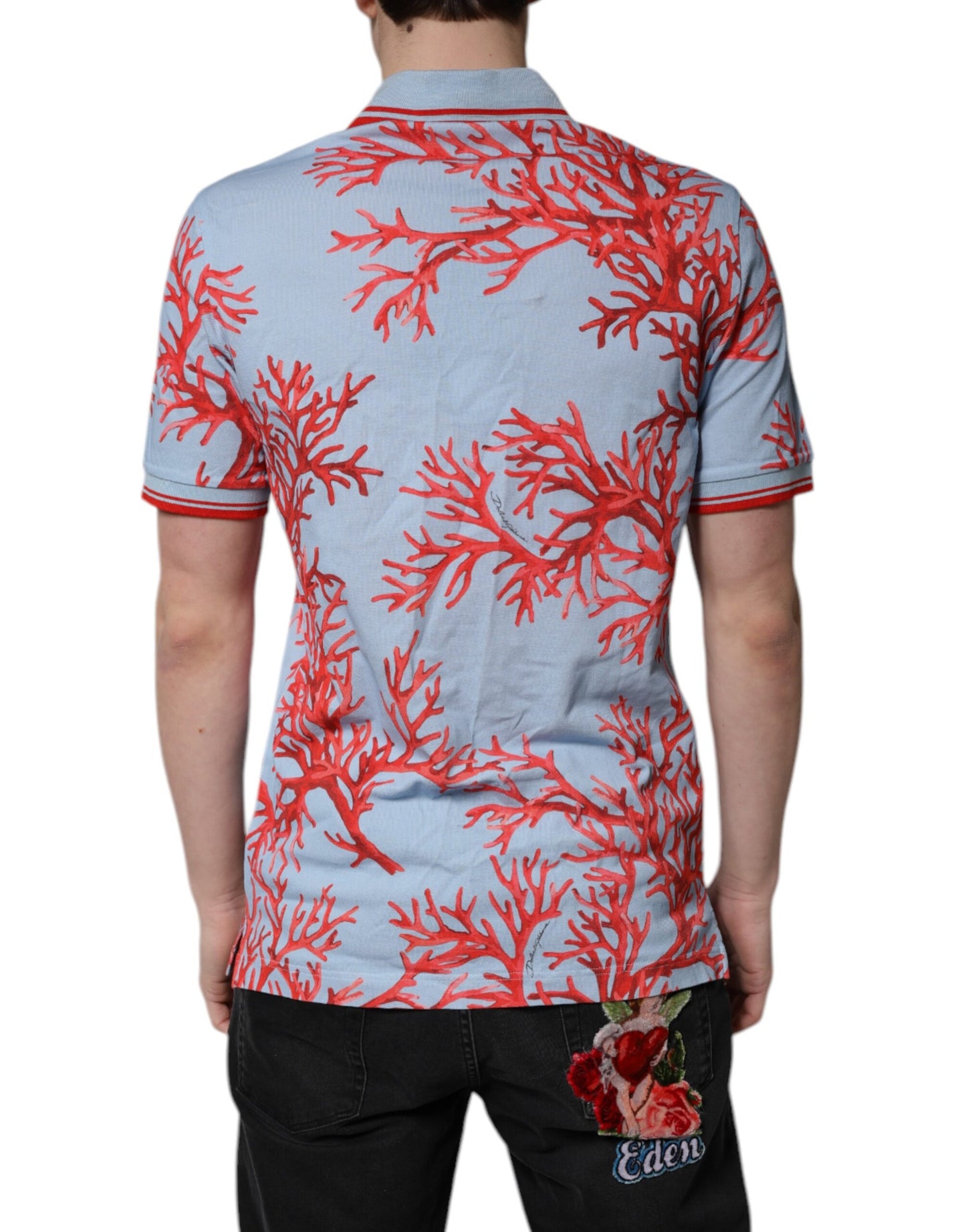 Dolce &amp; Gabbana – Poloshirt aus hellblauer Koralle