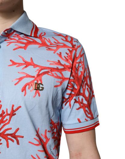 Dolce &amp; Gabbana – Poloshirt aus hellblauer Koralle