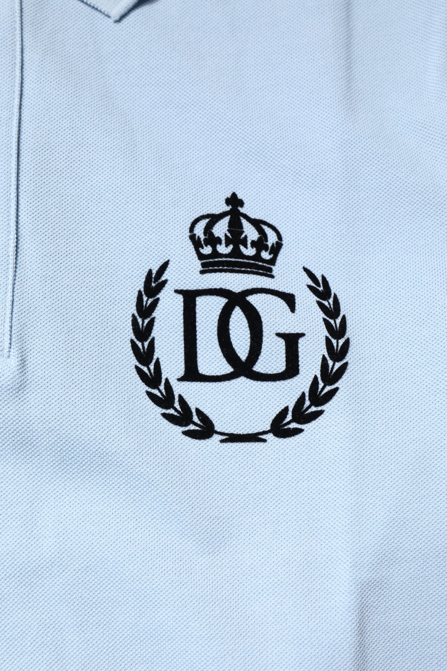 Dolce &amp; Gabbana – Himmelblaues Polo-T-Shirt aus Baumwolle mit Kronenkragen