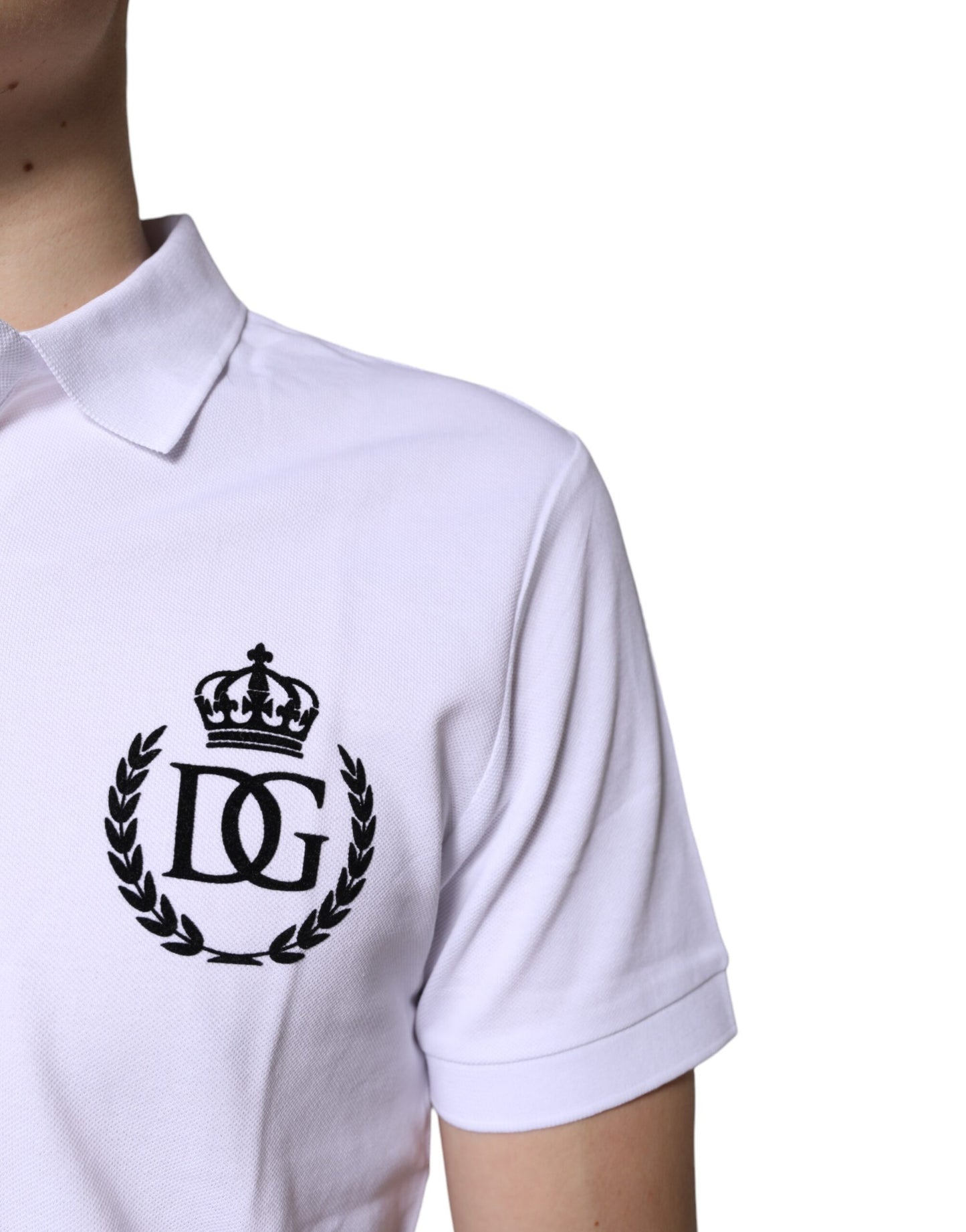 Dolce & Gabbana White Cotton Crown Collared Men Polo T-shirt
