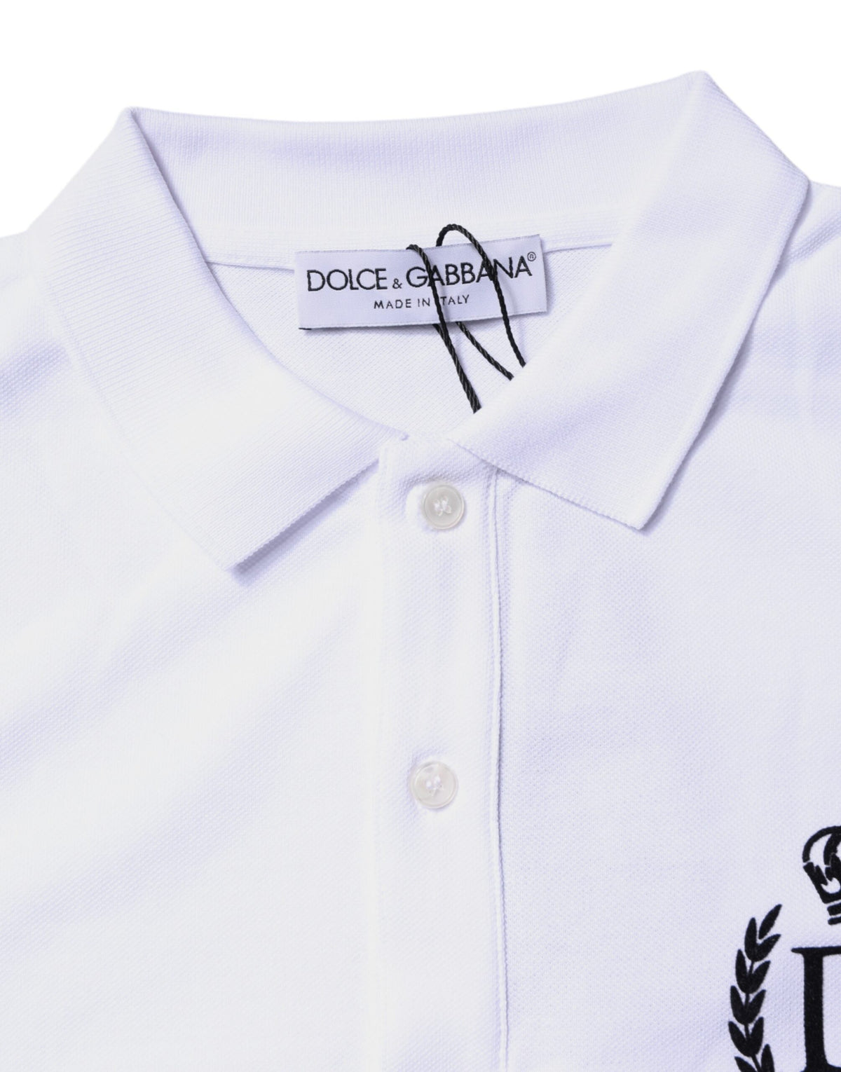 Dolce &amp; Gabbana – Weißes Poloshirt aus Baumwolle mit Kronenkragen für Herren