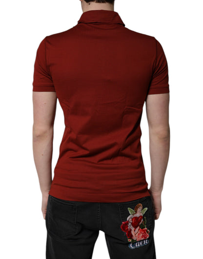 Dolce &amp; Gabbana – Rotes Polo-T-Shirt aus Baumwolle mit DG-Logo und Kragen für Herren