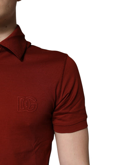 Dolce &amp; Gabbana – Rotes Polo-T-Shirt aus Baumwolle mit DG-Logo und Kragen für Herren