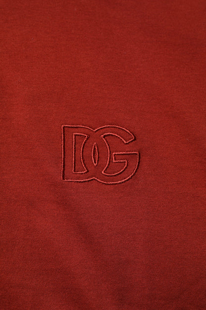 Dolce & Gabbana Red Cotton DG Logo Collared Men Polo T-shirt