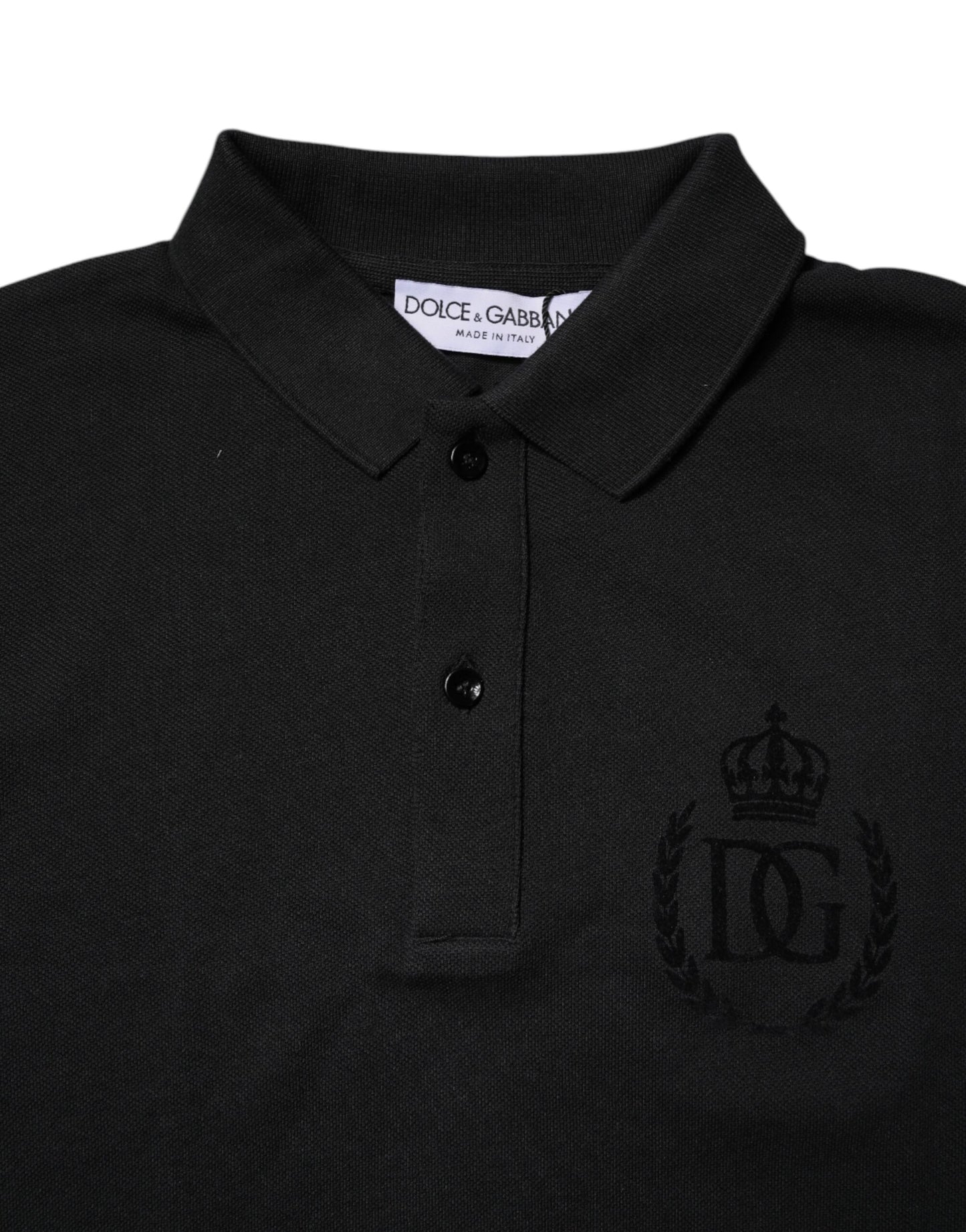 Dolce &amp; Gabbana – Schwarzes Poloshirt aus Baumwolle mit DG-Logo und Kragen