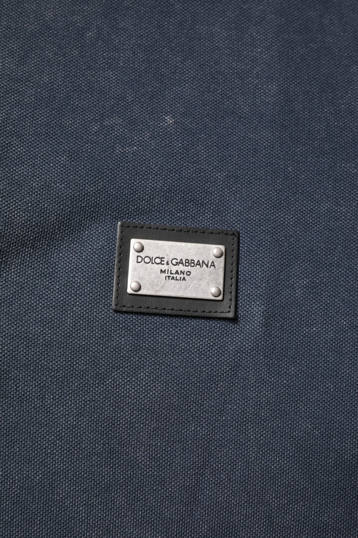 Dolce &amp; Gabbana Dunkelblaues Poloshirt aus Baumwolle mit Logo-Plakette für Herren