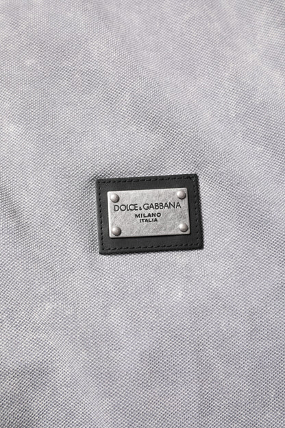 Dolce &amp; Gabbana Graues Poloshirt aus Baumwolle mit Logo-Plakette für Herren