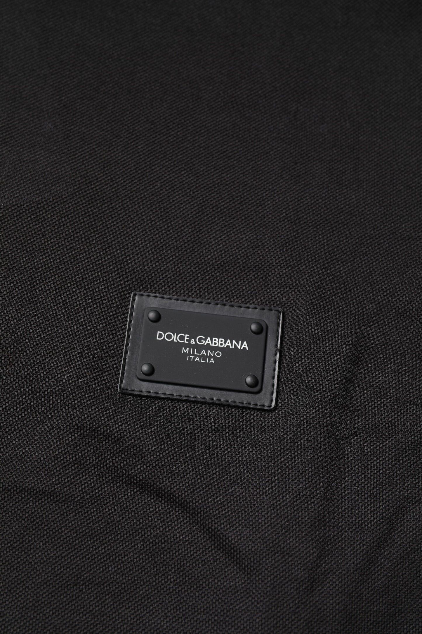 Dolce &amp; Gabbana Dunkelgraues Poloshirt aus Baumwolle mit Logo-Plakette für Herren