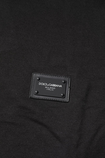 Dolce &amp; Gabbana Dunkelgraues Poloshirt aus Baumwolle mit Logo-Plakette für Herren