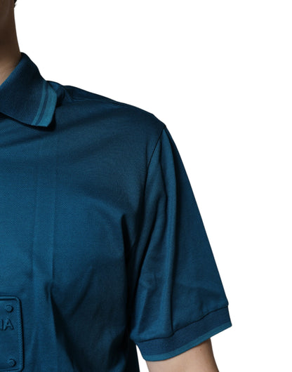 Dolce &amp; Gabbana Blaues Poloshirt aus Baumwolle mit Logo für Herren