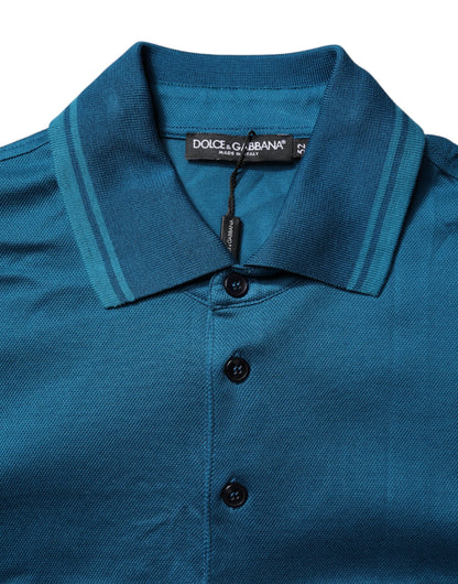 Dolce &amp; Gabbana Blaues Poloshirt aus Baumwolle mit Logo für Herren