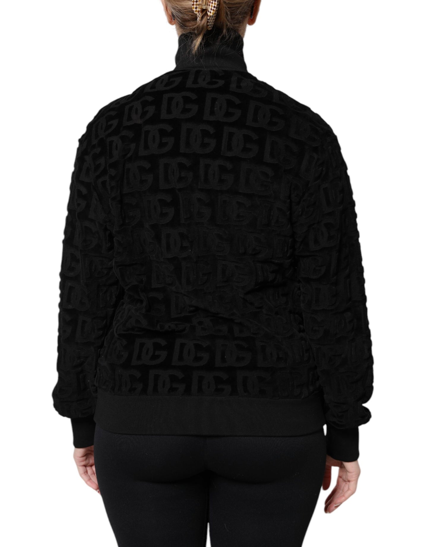 Dolce &amp; Gabbana – Schwarze Bomberjacke mit durchgehendem Reißverschluss und Logo-Monogramm