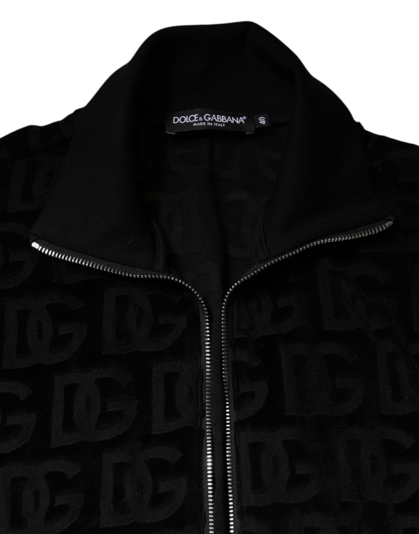 Dolce &amp; Gabbana – Schwarze Bomberjacke mit durchgehendem Reißverschluss und Logo-Monogramm