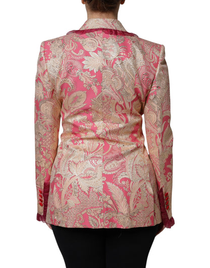 Dolce &amp; Gabbana – Blazerjacke aus Jacquard-Nylon in Roségold