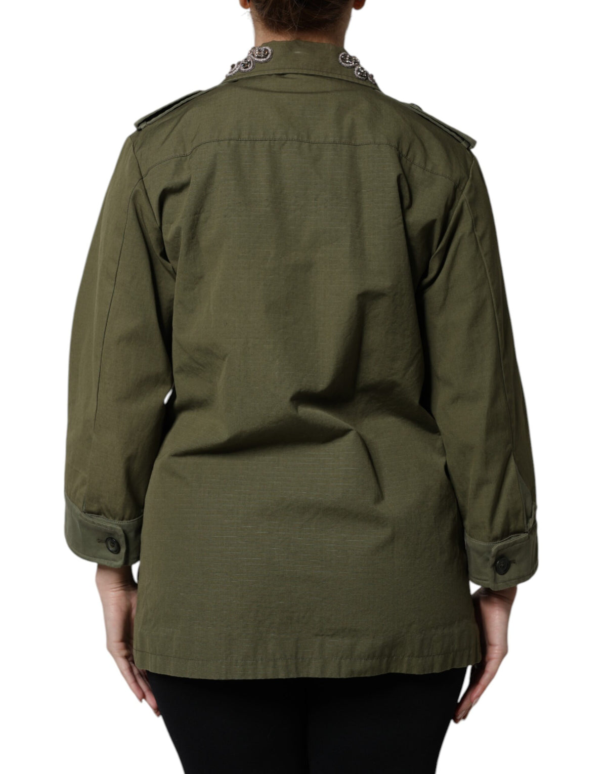 Dolce &amp; Gabbana – Militärgrüne, verzierte Manteljacke „Queen“