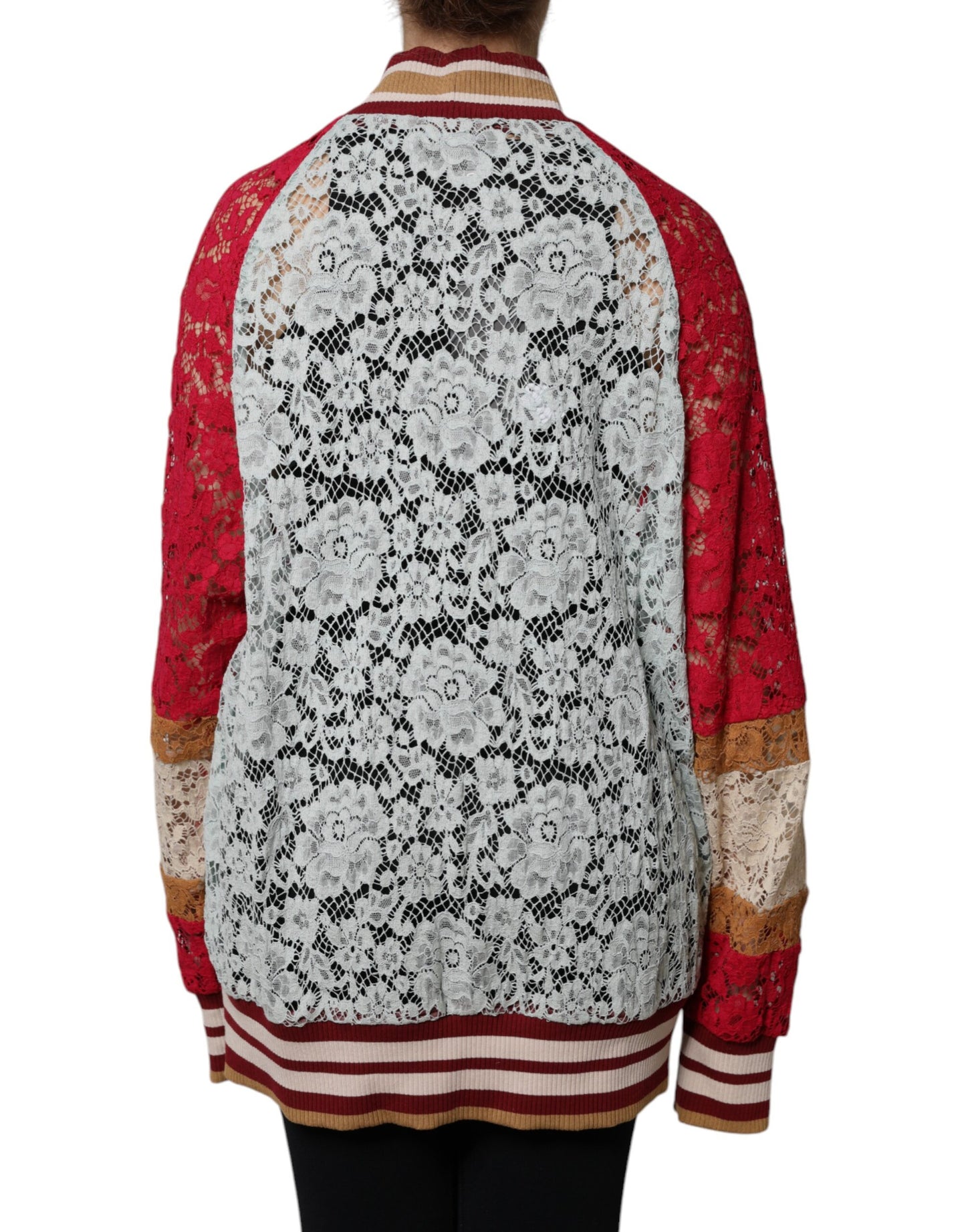 Dolce &amp; Gabbana Mehrfarbiger Cardigan-Pullover mit Blumenspitze