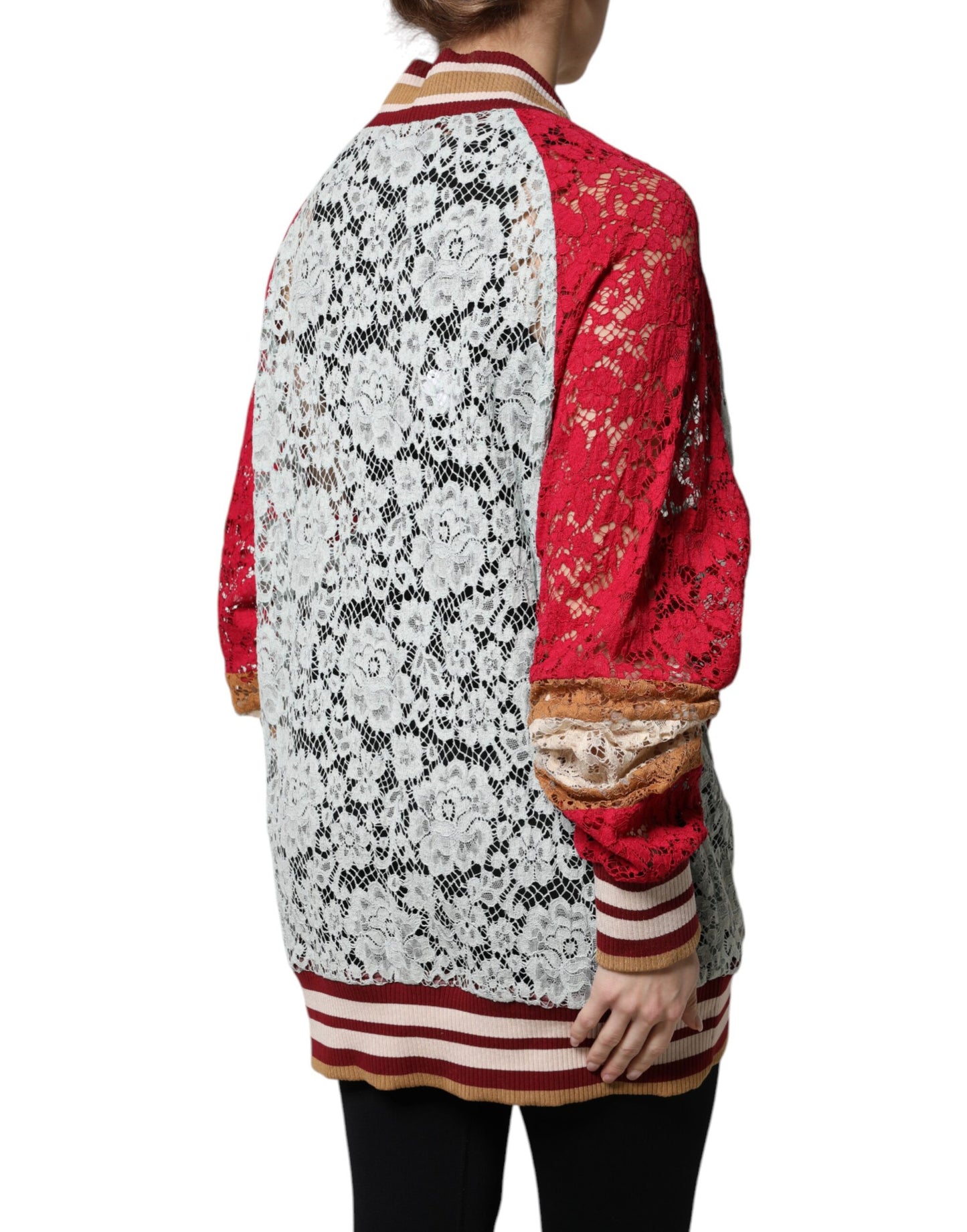 Dolce &amp; Gabbana Mehrfarbiger Cardigan-Pullover mit Blumenspitze