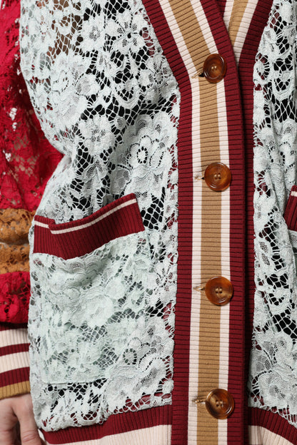 Dolce &amp; Gabbana Mehrfarbiger Cardigan-Pullover mit Blumenspitze