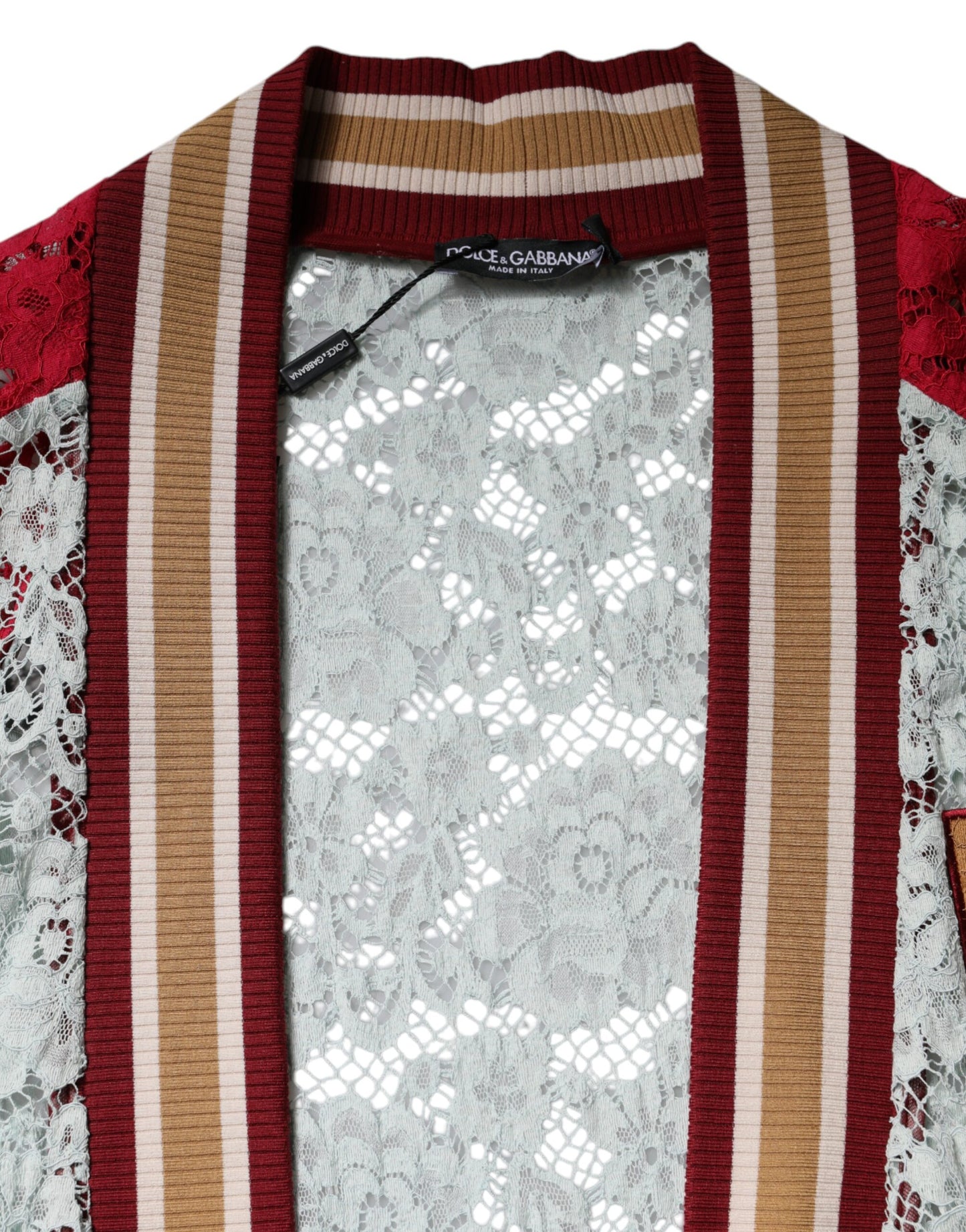 Dolce &amp; Gabbana Mehrfarbiger Cardigan-Pullover mit Blumenspitze